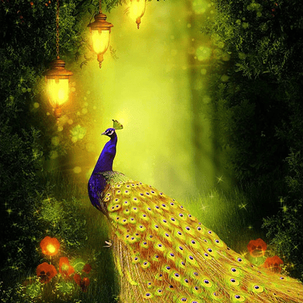 Pfau mit goldenen Federn - 5D DIY Diamond Painting