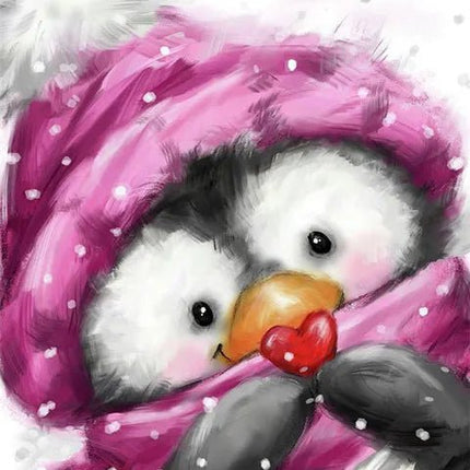 Pinguin mit Herz - 5D DIY Diamond Painting