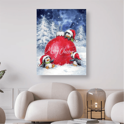 Pinguine mit Weihnachtsbaumkugel - 5D DIY Diamond Painting