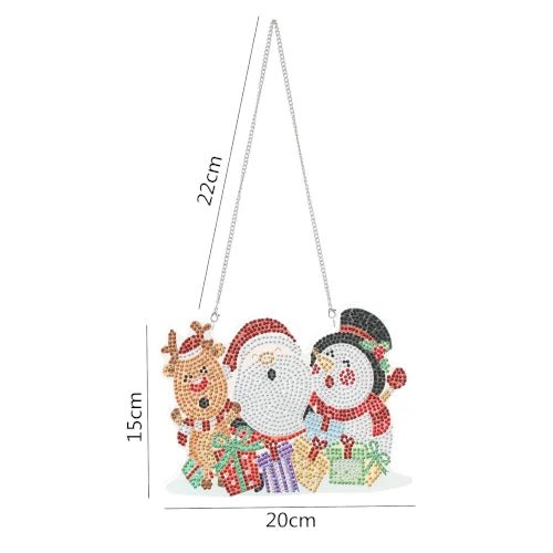 Rentier, Weihnachtsmann und Schneemann Aufhänger - Diamond Painting