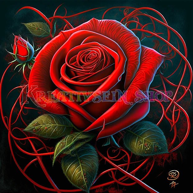 Rote Rosenblüte - 5D DIY Diamond Painting