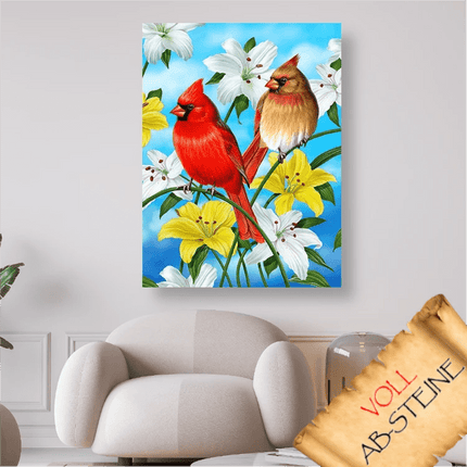 Roter Kardinal - Voll AB 5D DIY Diamond Painting