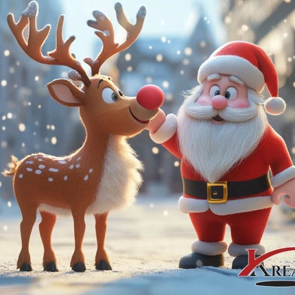 Rudolf das Rentier und der Weihnachtsmann - 5D DIY Diamond Painting
