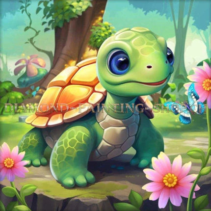 Schildkröte mit Blumen - 5D DIY Diamond Painting