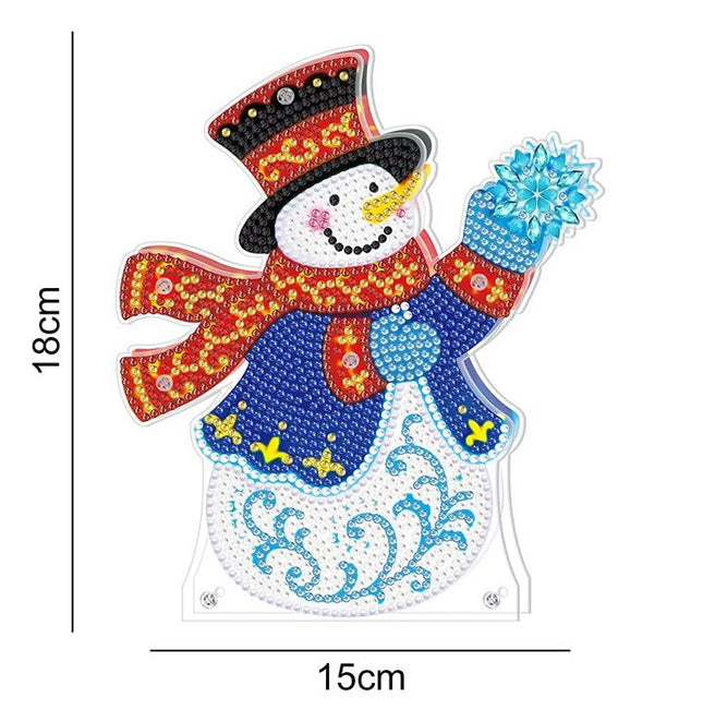 Schneemann und Schneeflocke mit LED - Diamond Painting