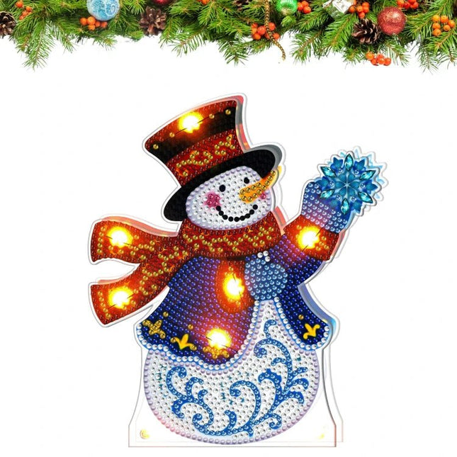 Schneemann und Schneeflocke mit LED - Diamond Painting