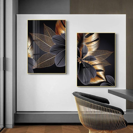 Schwarz und Gold Blätter - 5D DIY Diamond Painting