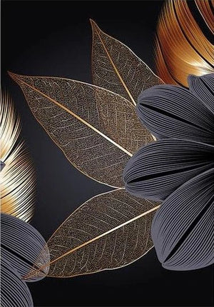 Schwarz und Gold Blätter - 5D DIY Diamond Painting