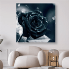 Schwarze Rosenblüte mit Tautropfen - 5D DIY Diamond Painting