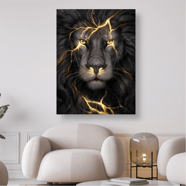 Schwarzer Löwe mit goldenen Streifen - 5D DIY Diamond Painting