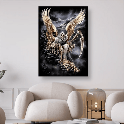 Sensenmann mit Flügel auf Knochentreppe - 5D DIY Diamond Painting