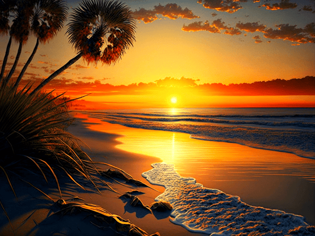 Sonnenuntergang am Meer - Malen nach Zahlen