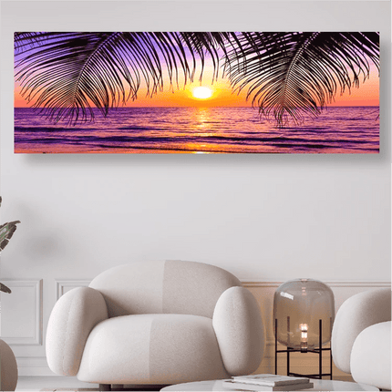 Sonnenuntergang und Palmenblätter - 5D DIY Diamond Painting