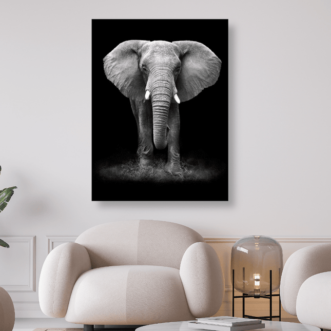 Stehender Elefant in schwarz weiss - 5D DIY Diamond Painting