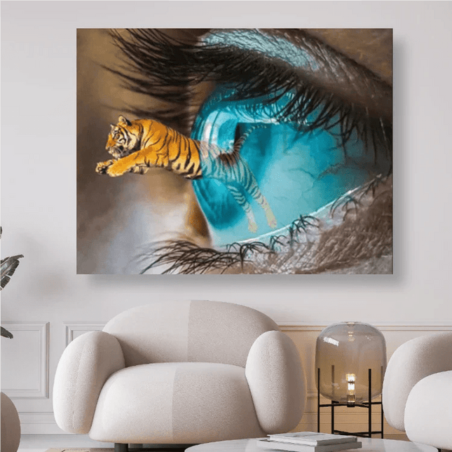 Tiger springt aus Auge - 5D DIY Diamond Painting