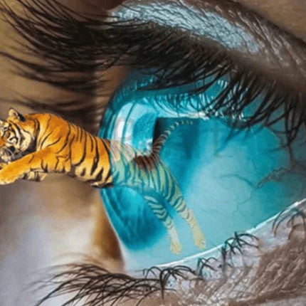 Tiger springt aus Auge - 5D DIY Diamond Painting