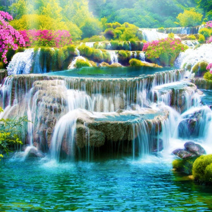 Wasserfall im grünen - Voll AB 5D DIY Diamond Painting