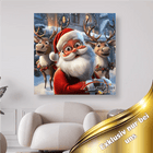 Weihnachtsmann mit 2 lachenden Rentieren - 5D DIY Diamond Painting
