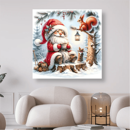 Weihnachtsmann mit Eichhörnchen - 5D DIY Diamond Painting