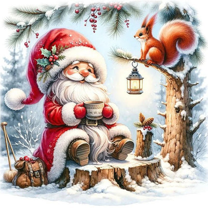 Weihnachtsmann mit Eichhörnchen - 5D DIY Diamond Painting