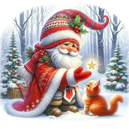 Weihnachtsmann mit Kätzchen - 5D DIY Diamond Painting
