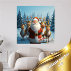 Weihnachtsmann mit Rentieren im Winterwald - 5D DIY Diamond Painting