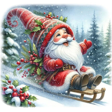 Weihnachtsmann mit Zweigen auf Schlitten - 5D DIY Diamond Painting