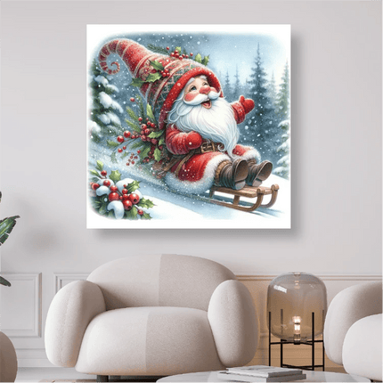 Weihnachtsmann mit Zweigen auf Schlitten - 5D DIY Diamond Painting