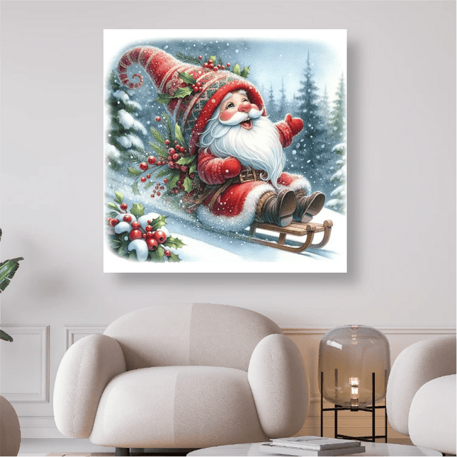 Weihnachtsmann mit Zweigen auf Schlitten - 5D DIY Diamond Painting