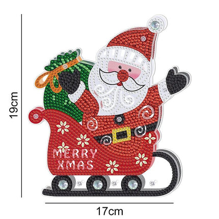 Weihnachtsmann und Schlitten mit LED Aufsteller - Diamond Painting