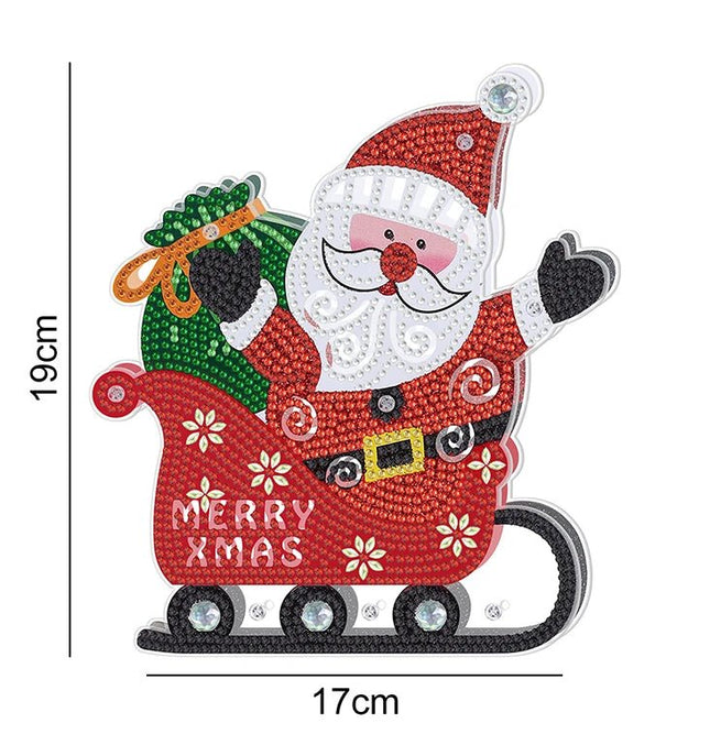 Weihnachtsmann und Schlitten mit LED Aufsteller - Diamond Painting