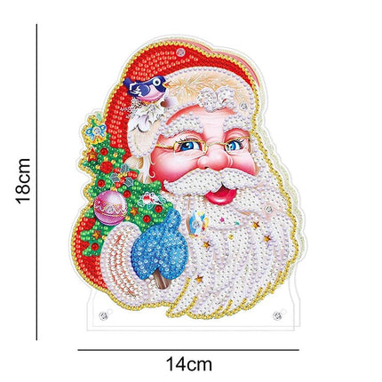 Weihnachtsmannkopf mit LED - Diamond Painting
