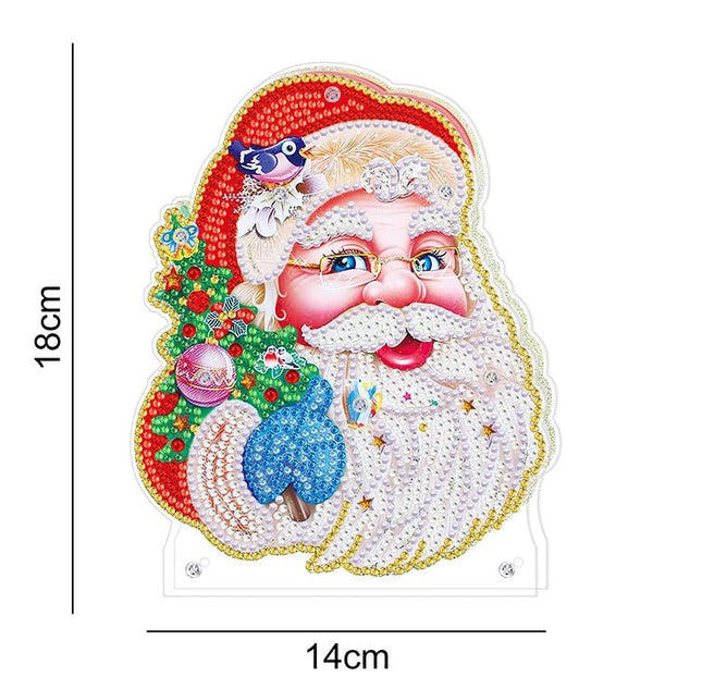 Weihnachtsmannkopf mit LED - Diamond Painting