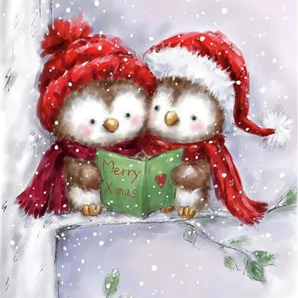 Weihnachtsvögel mit Buch - 5D DIY Diamond Painting