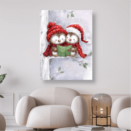 Weihnachtsvögel mit Buch - 5D DIY Diamond Painting