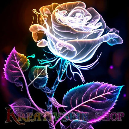 Weisse Rose in leuchtend - 5D DIY Diamond Painting