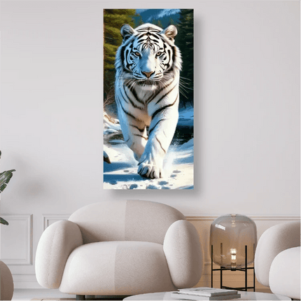 Weisser Tiger im Schnee - 5D DIY Diamond Painting