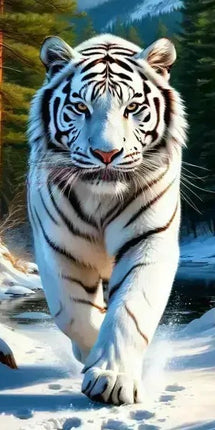 Weisser Tiger im Schnee - 5D DIY Diamond Painting