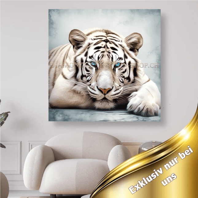 Weisser Tiger mit blauen Augen - 5D DIY Diamond Painting