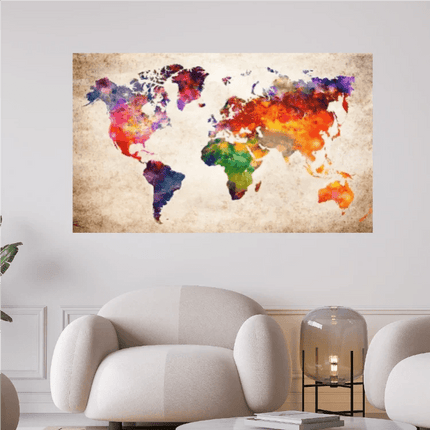 Weltkarte Gelb Rot - 5D DIY Diamond Painting