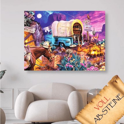 Wilder Westen bei Nacht - Voll AB 5D DIY Diamond Painting