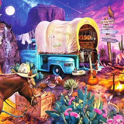 Wilder Westen bei Nacht - Voll AB 5D DIY Diamond Painting
