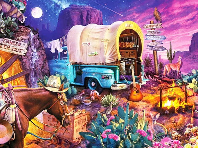 Wilder Westen bei Nacht - Voll AB 5D DIY Diamond Painting