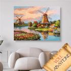 Windmühlen am Fluss - Voll AB Diamond Painting