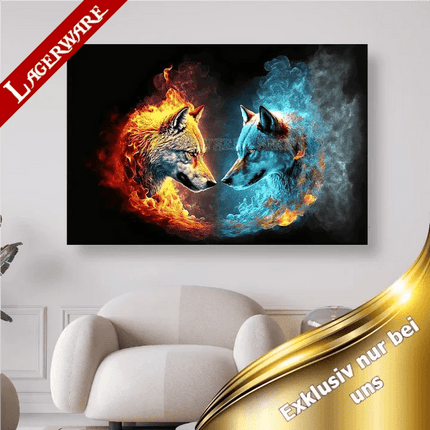 Wolfsköpfe Feuer Wasser LA - 5D DIY Diamond Painting