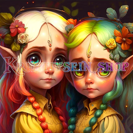 Zwei kleine Elfen - 5D DIY Diamond Painting