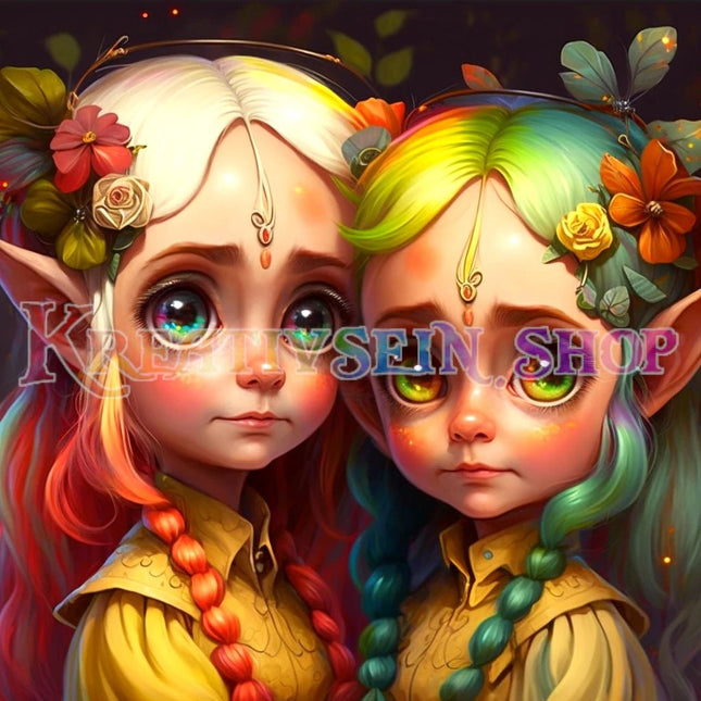 Zwei kleine Elfen - 5D DIY Diamond Painting