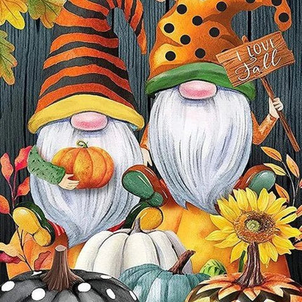Zwerge im Herbst mit Kürbisen - 5D DIY Diamond Painting